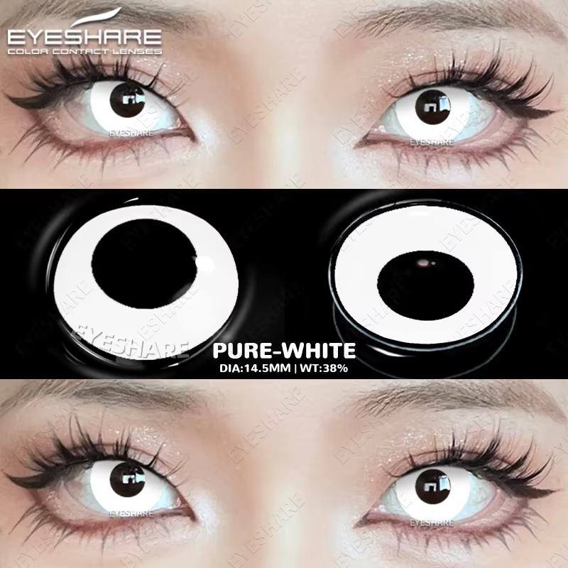 EYESHARE 2 pièces Halloween Cosplay fou blanc lentilles de Contact pour les yeux de démon Anime coul
