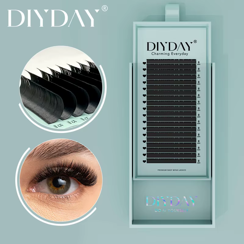 DIYDAY Extensions de cils individuels, faux-cils classiques, longs, noirs et doux, en vison, vente e