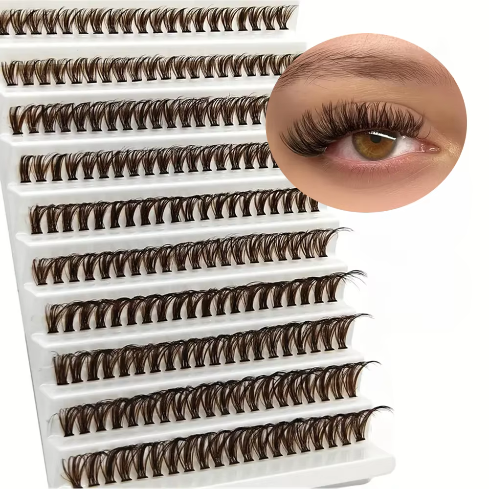 200 pièces cils en grappe marron 40D greffage Volume individuel Extension de cils outil de maquillag