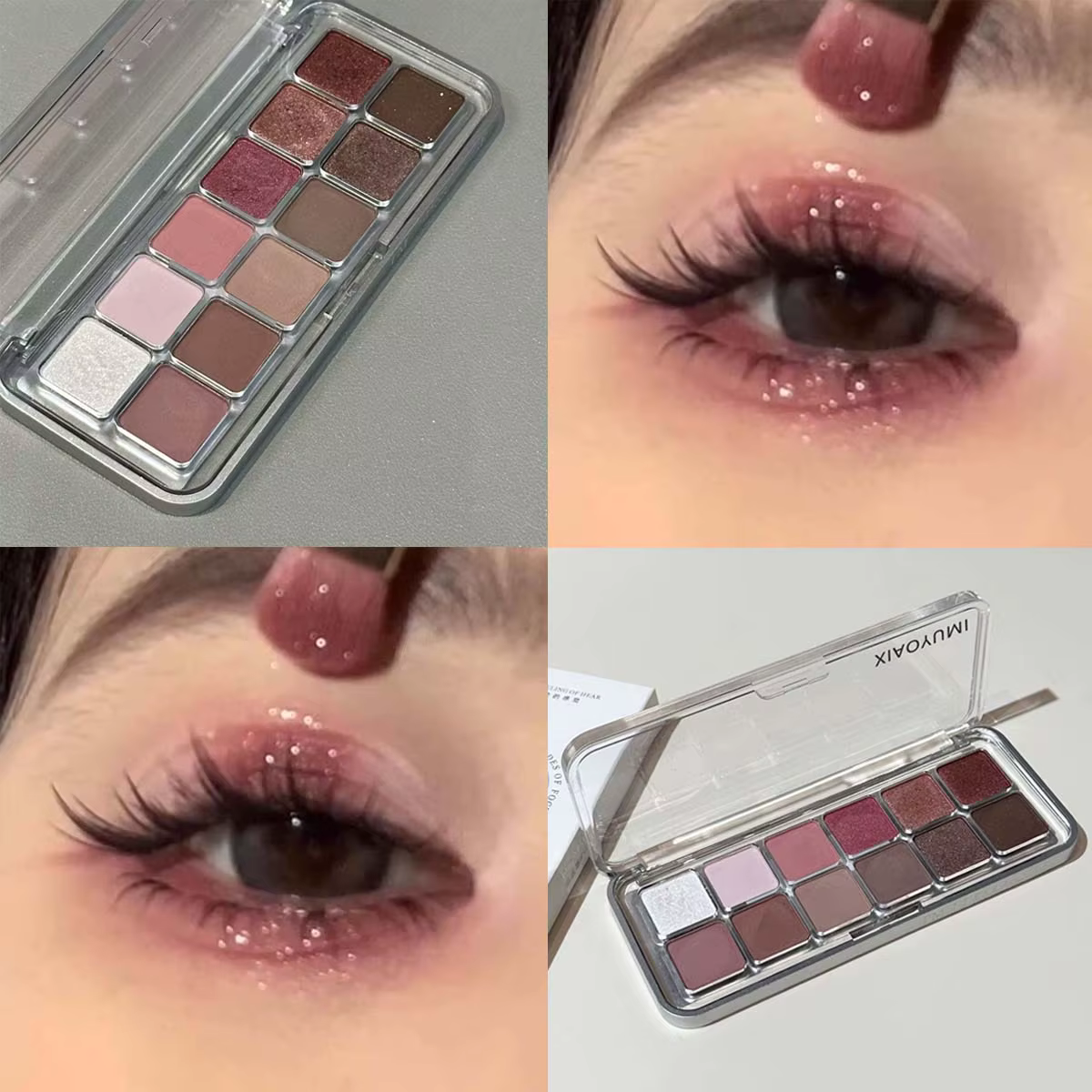 Sexy Rose vin rouge marron paillettes fard à paupières saturation doux mat gris rose 12 couleurs omb