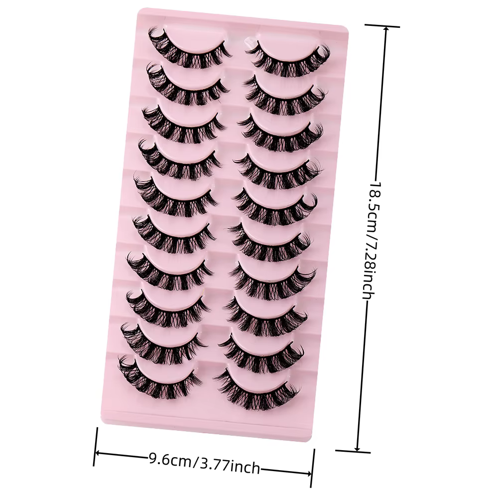 10 paires de faux cils à bande russe D Curl, aspect naturel, Volume moelleux, cils russes vaporeux,