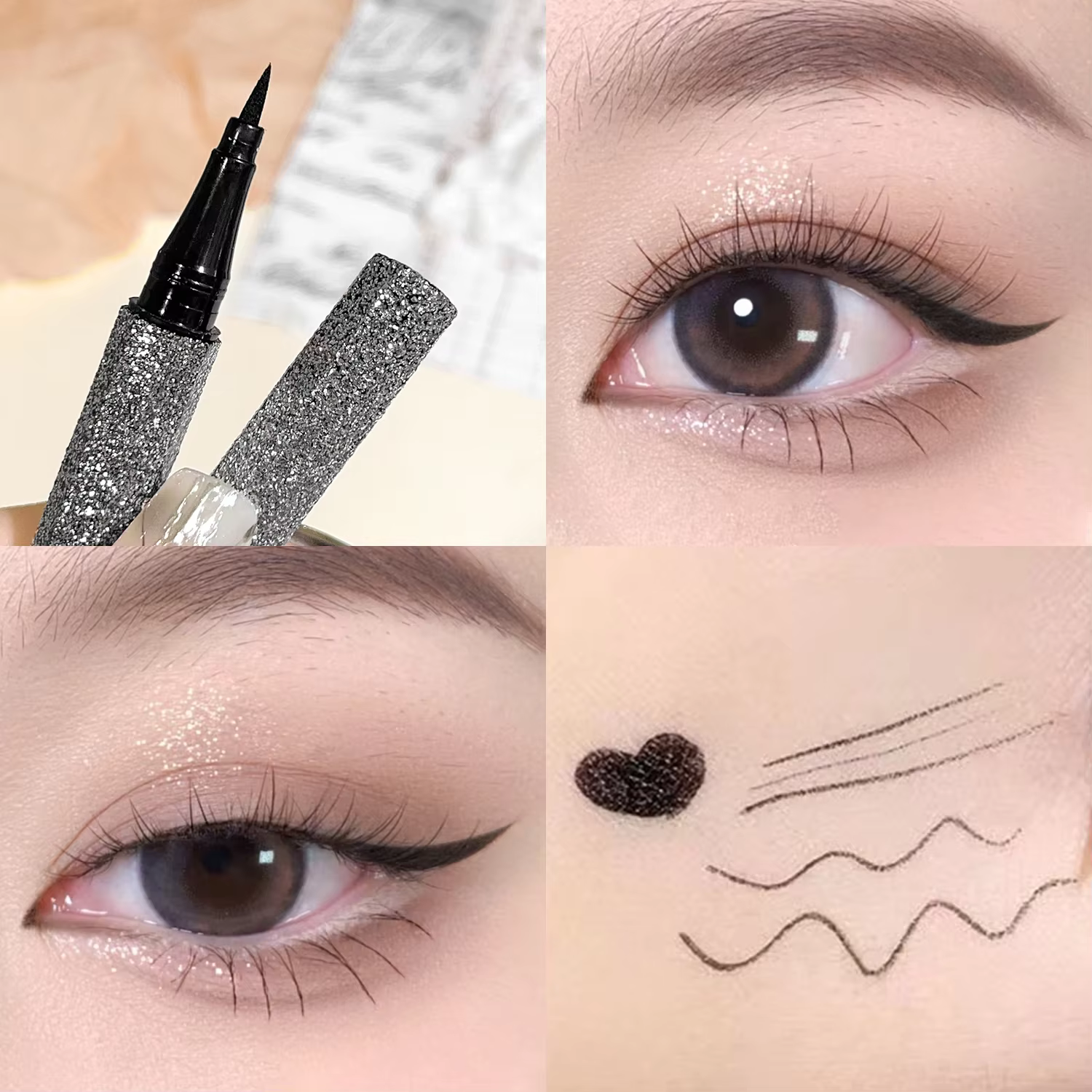 Eyeliner liquide Starry Sky – Anti-taches, imperméable, séchage rapide, longue durée, pigment élevé,