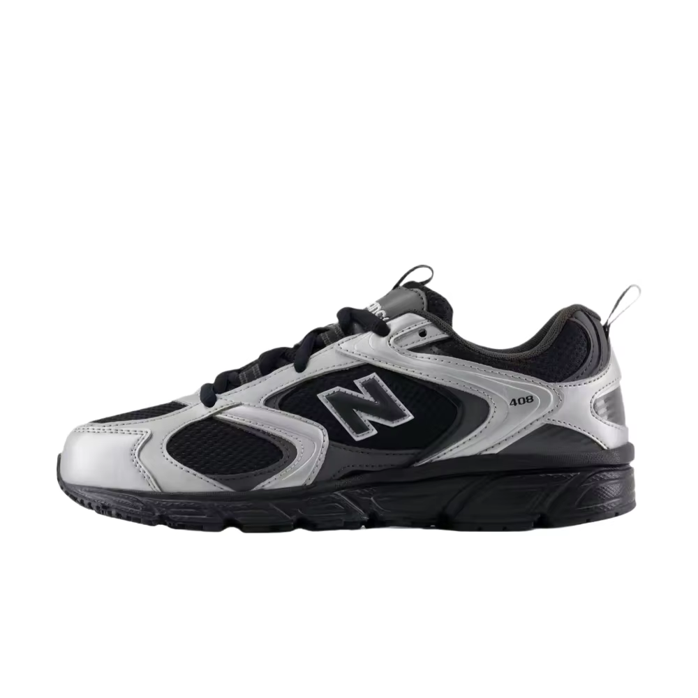 New Balance 408 Chaussures de course décontractées unisexes à tige basse – Noir, style rétro, semell