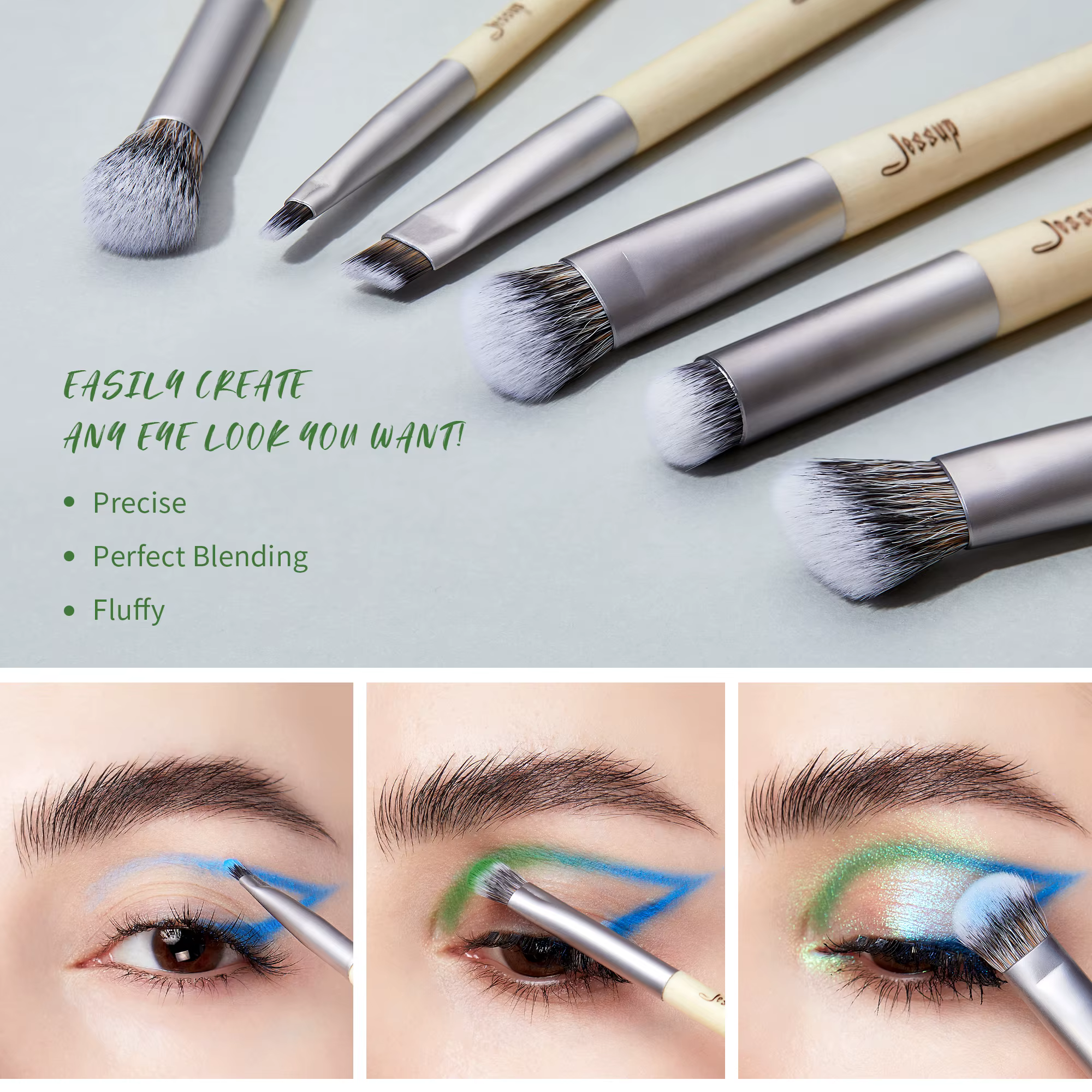 Jessup – ensemble de pinceaux de maquillage synthétiques Premium, poudre de fond de teint, correcteu