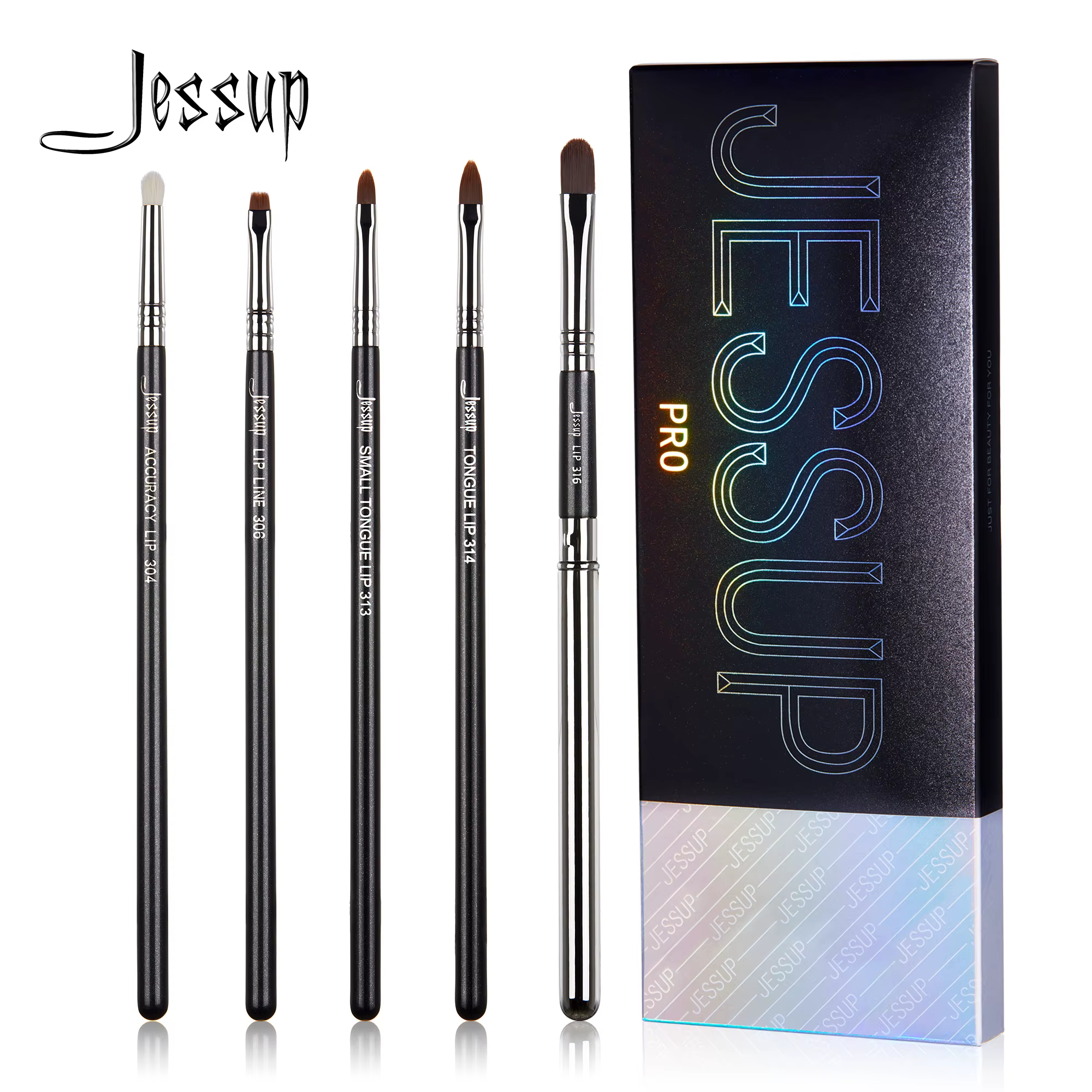 Jessup-Jeu de pinceaux Jules, Pro contour, différentes formes de lèvres, synthétique, petite/langue 