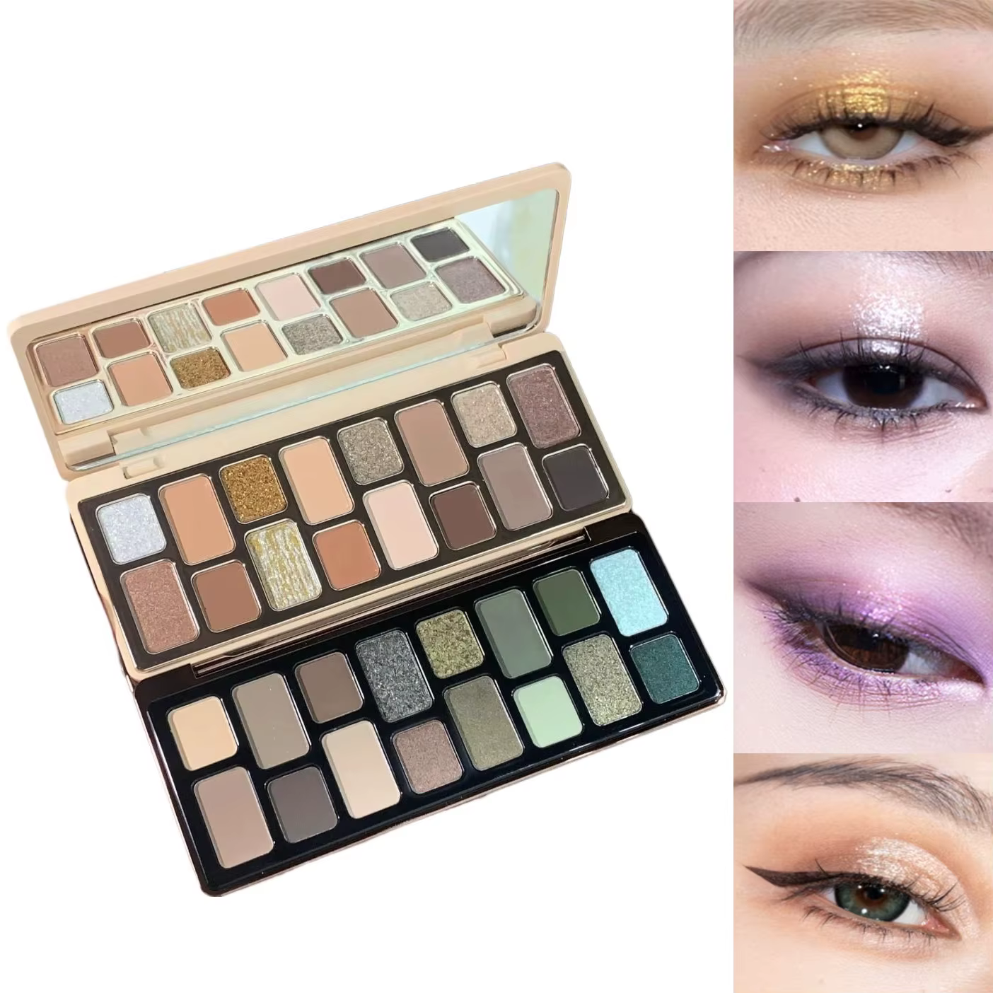 Palette Fards à Paupières Cheeryep 16 Couleurs Mat et Brillant Imperméable Longue Tenue Vegan Sans Cruauté Maquillage Y2K Idéal pour Voyage et Festival