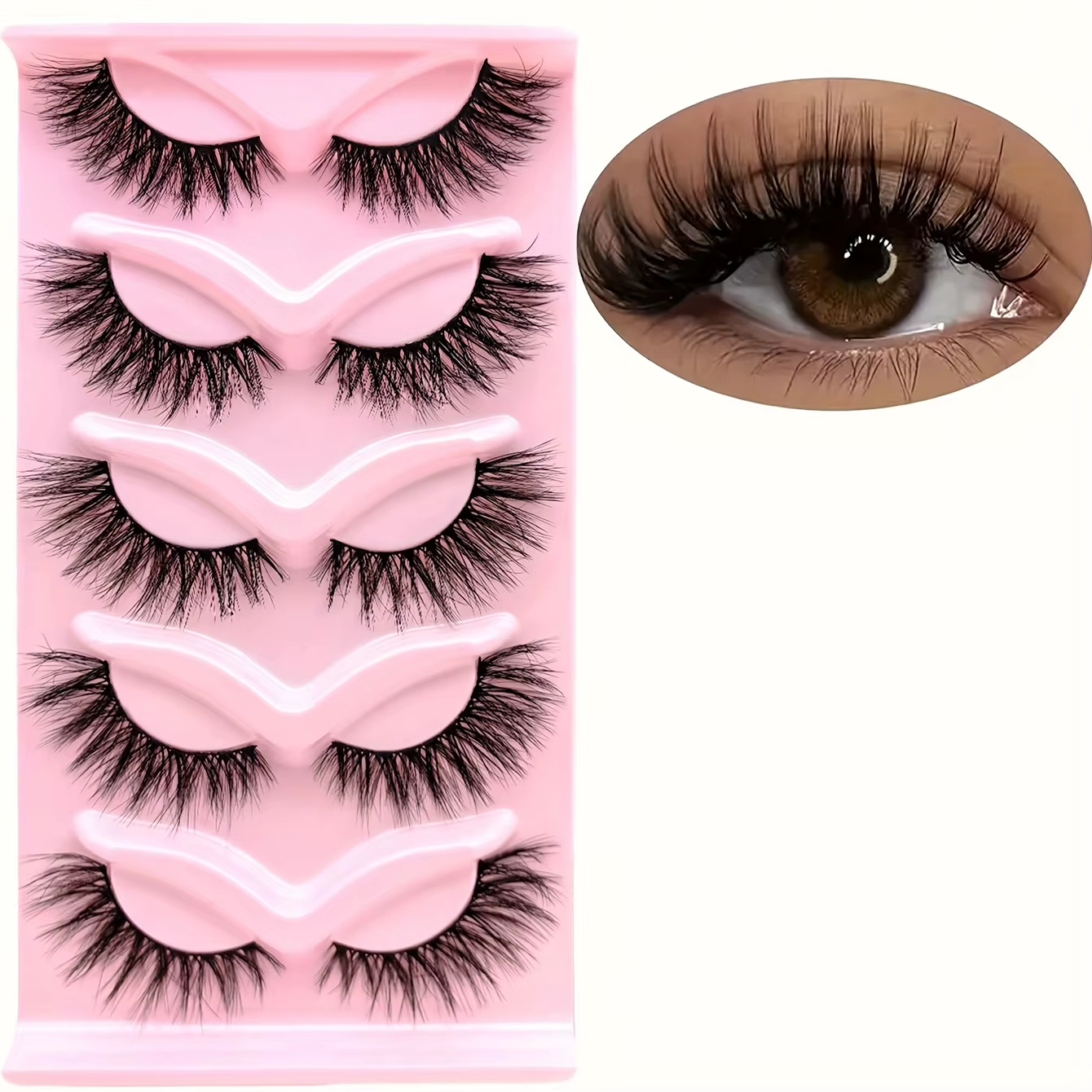 5 paires de cils œil de chat 3D faux