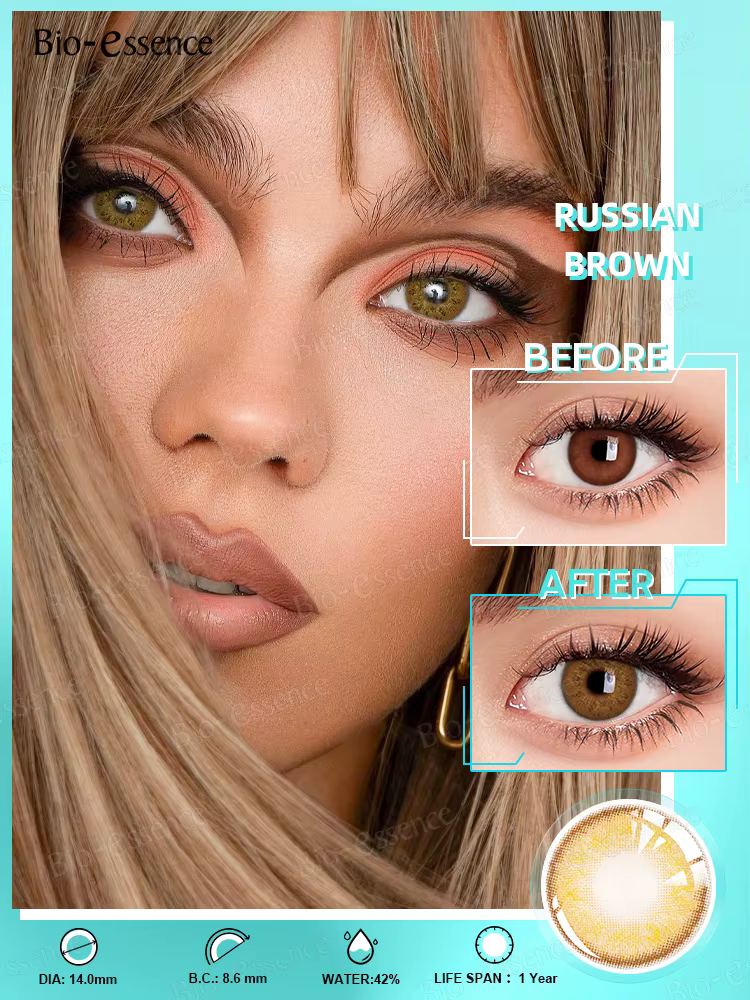 Bio-essence 1 paire de lentilles de Contact colorées pour les yeux fille russe