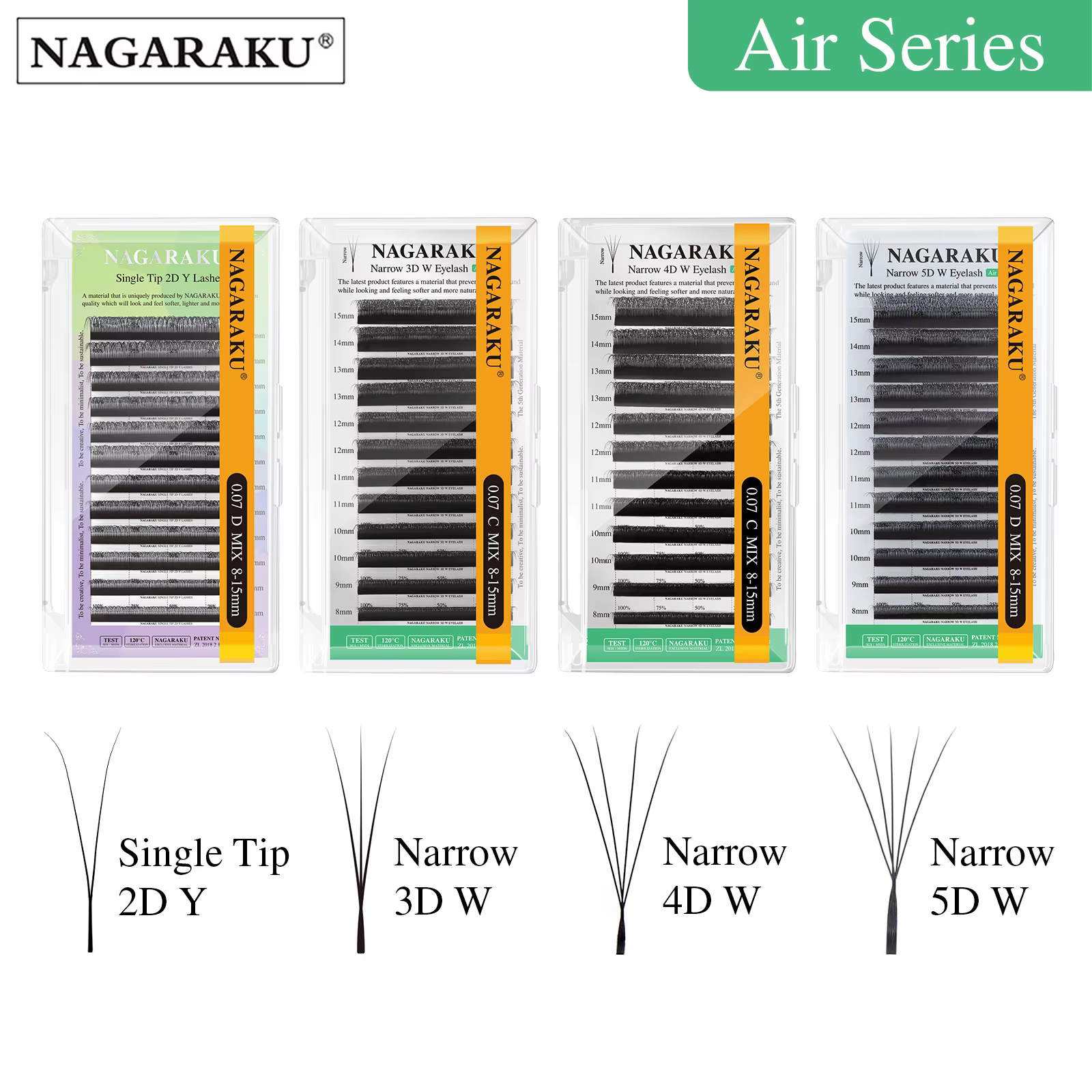 Extensions de cils pré-fabriquées NAGARAKU en forme de V