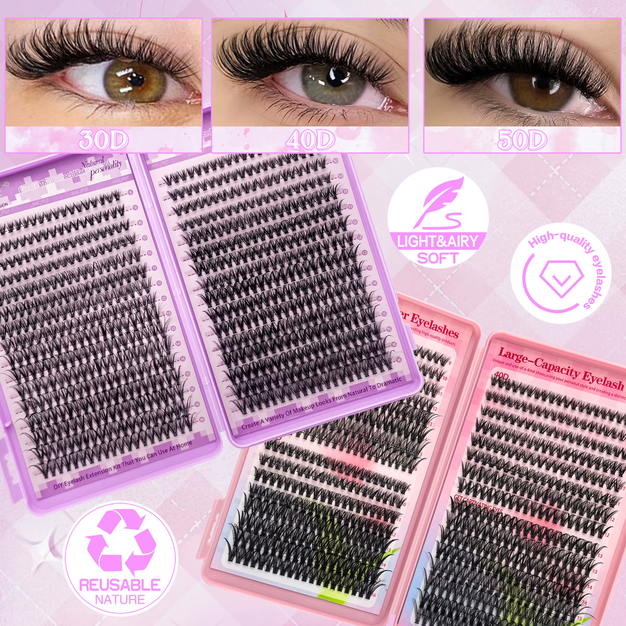 640 bouquets de faux cils en forme