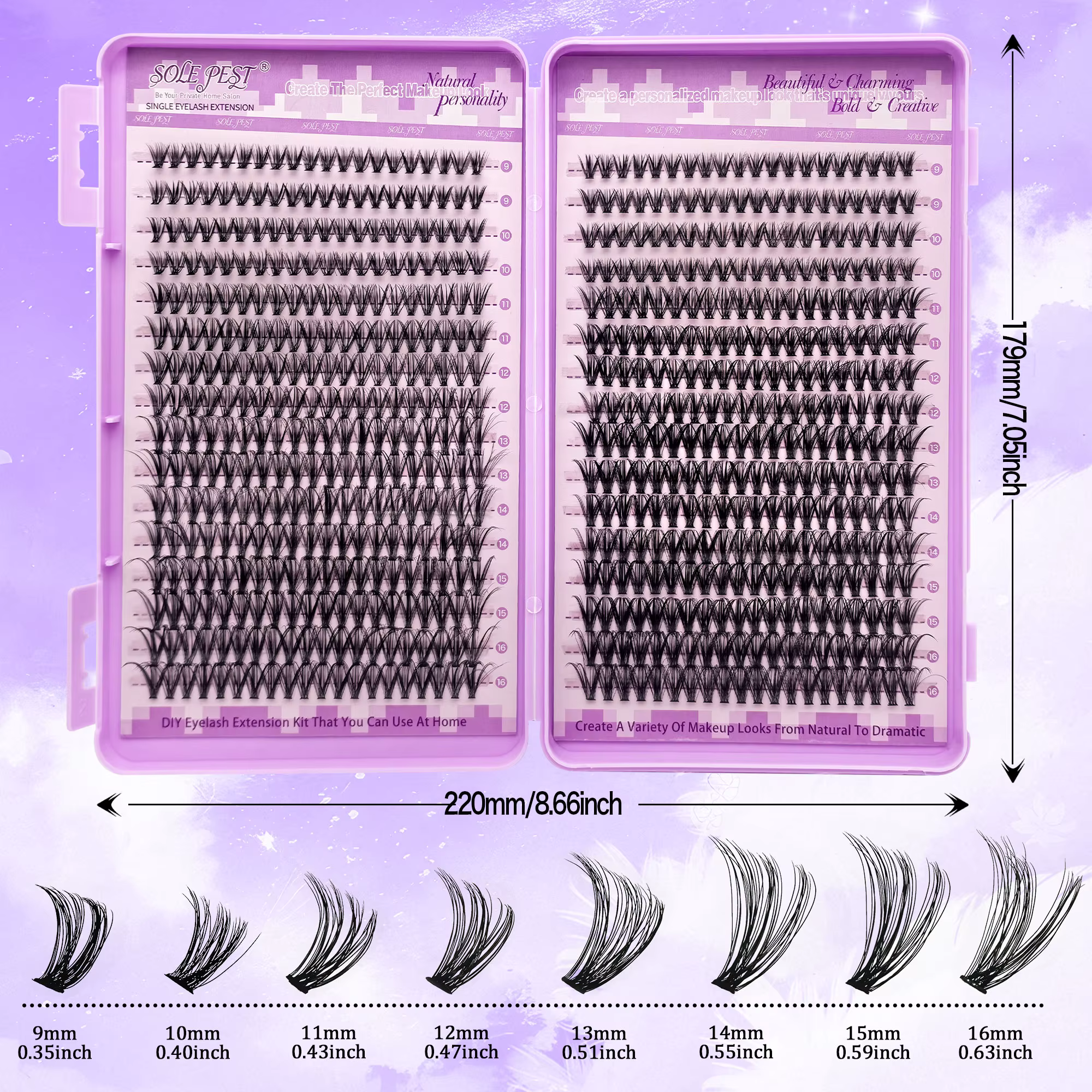 640 bouquets de faux cils bouclés 30D+40D