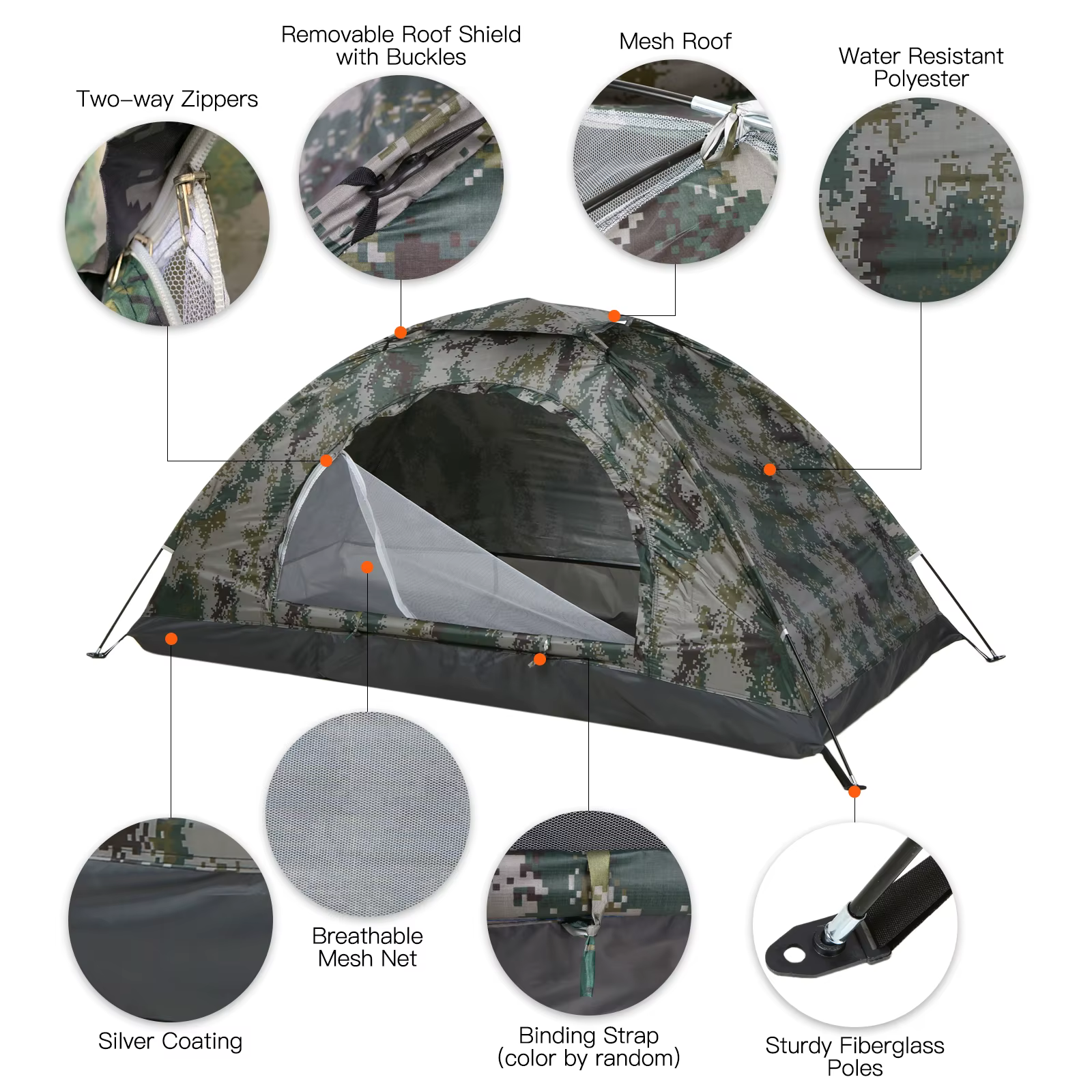 Tomshoo – tente de Camping ultralégère pour 1/2 personnes, monocouche, Portable, randonnée, revêtement Anti-UV, UPF 30 +, pour la pêche en plein air sur la plage
