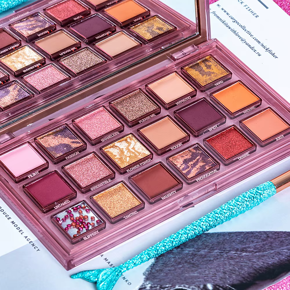18 couleurs professionnel femmes ombre à paupières cosmétique imperméable longue durée graines de grenade fard