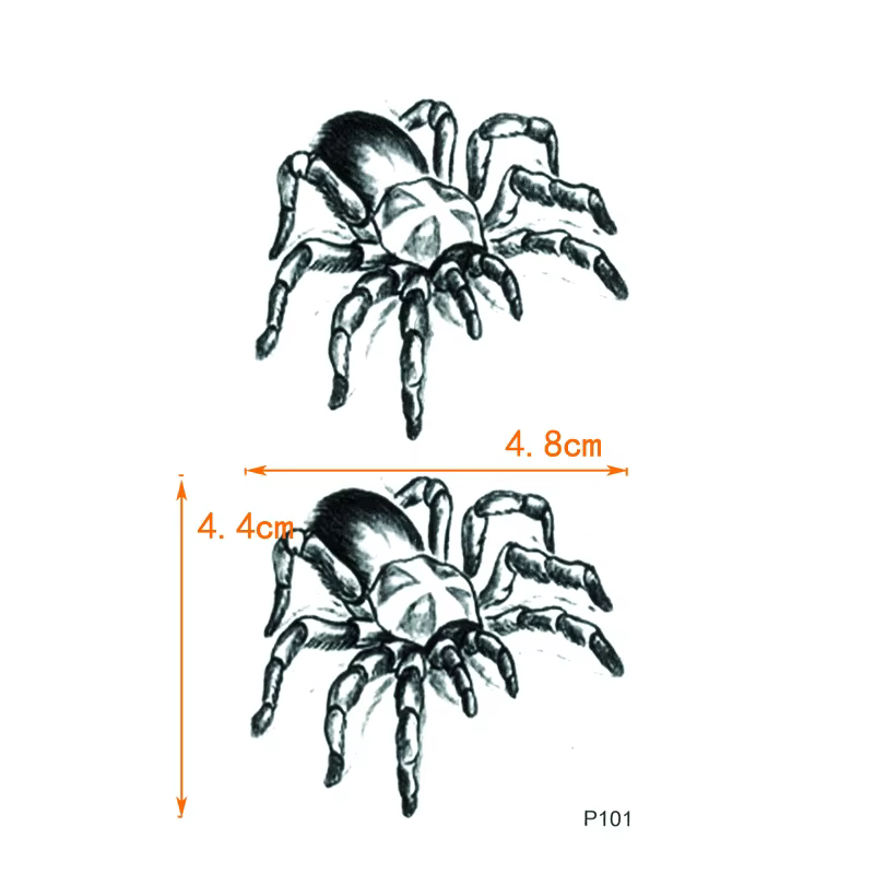 Tatouages temporaires imperméables araignée noire pour femmes, faux tatouages corporels pour hommes, tatouages animaux pour festival, faux tatouages