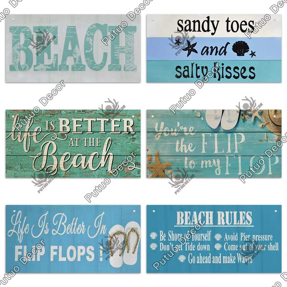 Putuo Decor-Plaque murale décorative en bois, panneaux de plage, décoration de maison, bar, salon, été
