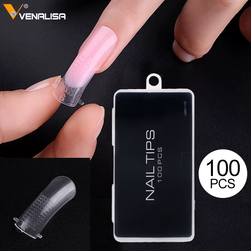 Faux ongles transparents français couverture complète pour ongles acryliques Venalisa Poly Nail Gel moule échelle outils faux ongles Art conseils modèle 100 pièces