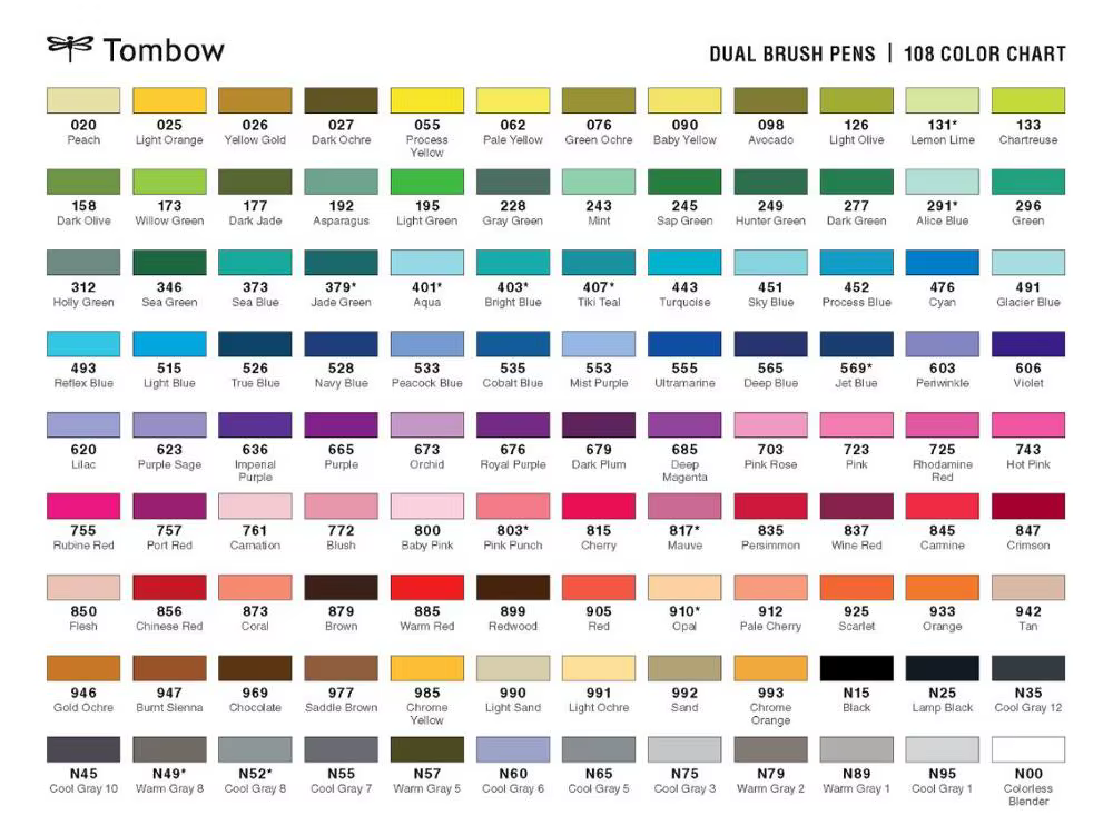 Marqueurs à double embout TOMBOW AB-T, stylos à pinceaux souples, 108 couleurs, marqueurs professionnels pour la calligraphie et l'aquarelle, peinture