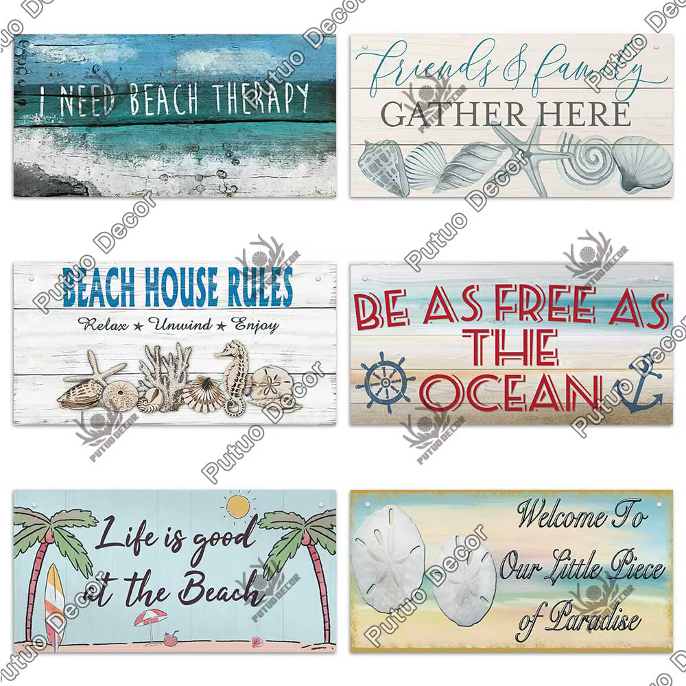 Putuo Decor-Plaque murale décorative en bois, panneaux de plage, décoration de maison, bar, salon, été