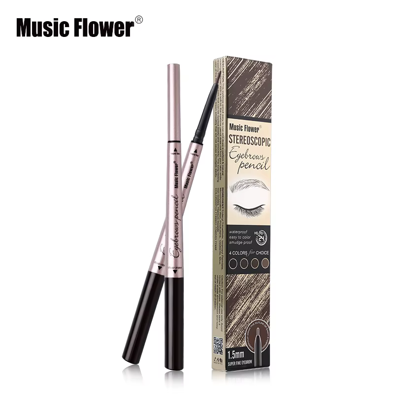 Musique fleur 4 couleurs Double tête crayon à sourcils imperméable longue durée maquillage des yeux