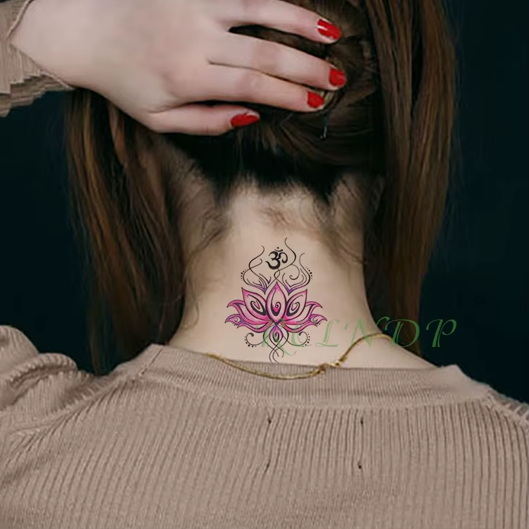 Autocollant de Tatouage temporaire, imperméable Lotus totem Mandala faux Tatouage Flash Tatouage poignet pied main bras pour filles femmes hommes