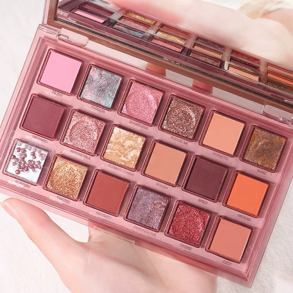 18 couleurs professionnel femmes ombre à paupières cosmétique imperméable longue durée graines de grenade fard