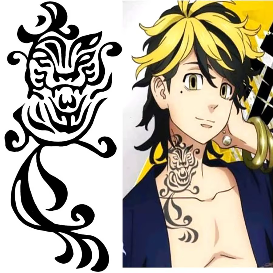 Tokyo vengeance Kazutora Hanemiya faux Tatoo tigre Dragon imperméable temporaire tatouage autocollant main corps Art Tatouage autocollant
