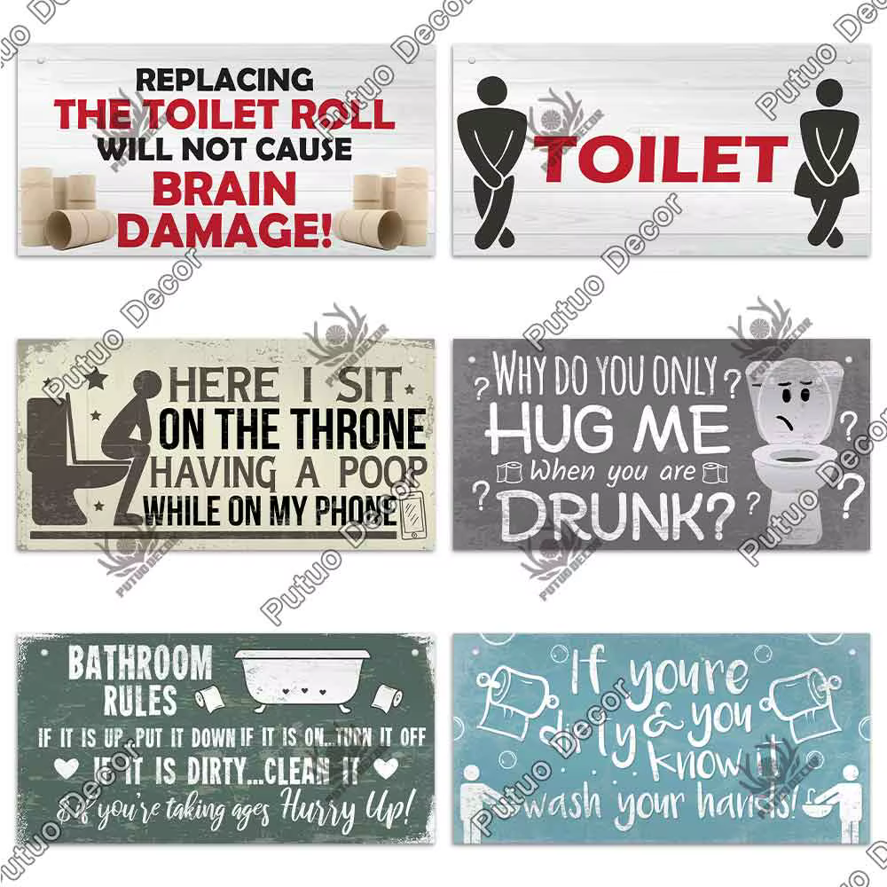 Putuo Decor-Plaque Murale Décorative en Bois, pour Porte de Toilette, Bar, Pub, Maison, 73