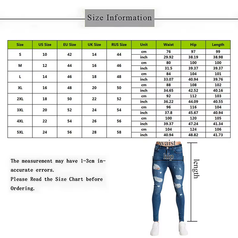 Pantalon Harem en jean déchiré pour homme, coupe ajustée, élastique, décontracté, noir, bleu, blanc, style 2026