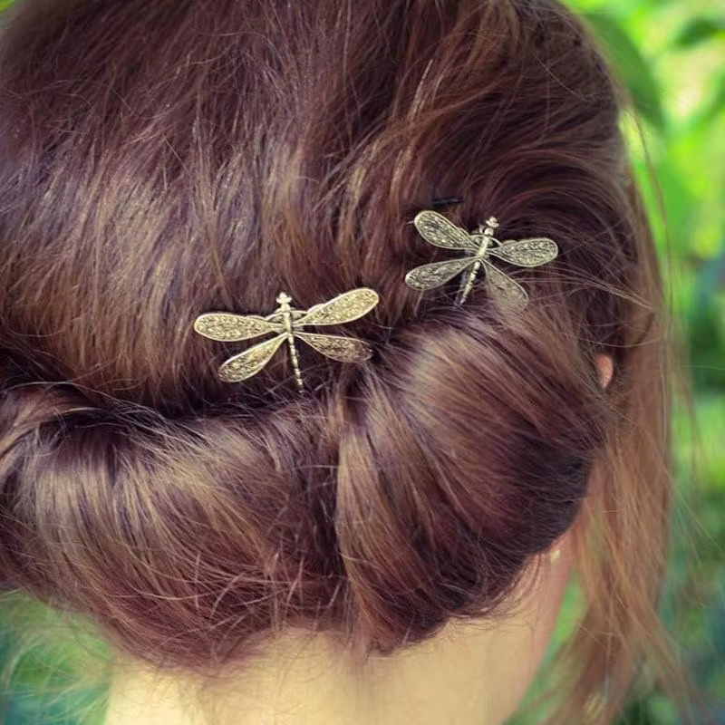 Épingles à cheveux libellule vintage élégantes