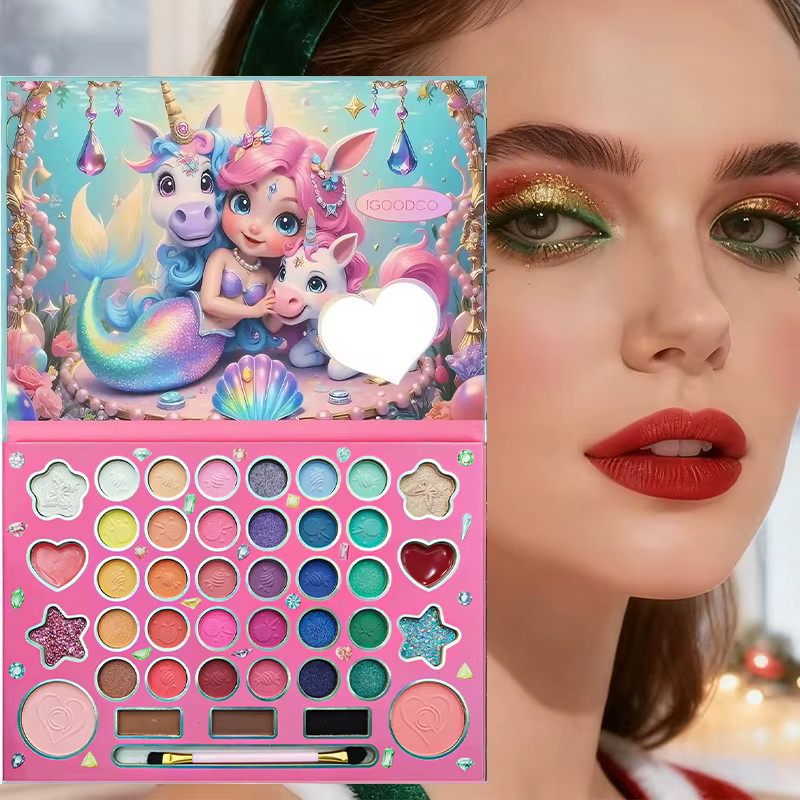 Palette de fards à paupières 41 couleurs avec pinceau double extrémité – Ensemble de maquillage pour les yeux mat et