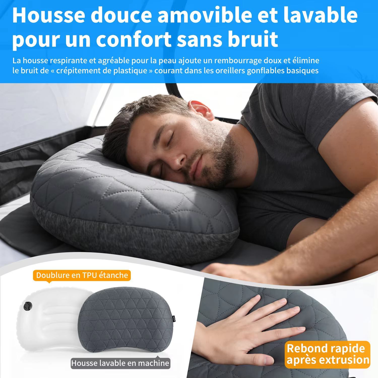 MAPLEAF oreiller de Camping gonflable ultraléger imperméable 10 cm oreiller d'air Camping oreiller de couchage gonflable randonnée oreiller d'air