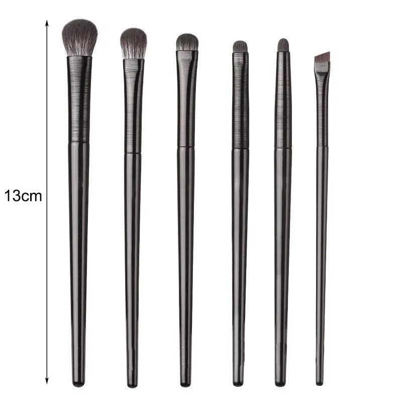 Ensemble de pinceaux de maquillage pour les yeux noirs, 6 pièces, pour contour professionnel, fard à paupières, Eyeliner, mélange Portable, outil cosmétique de beauté du visage