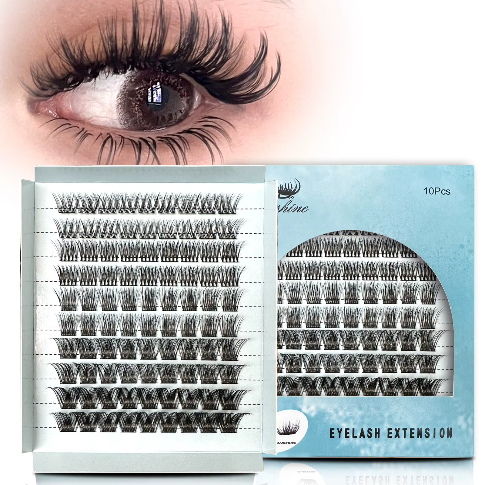 Faux-Cils en Faux Vison Naturels Réutilisables, Mélange de Cils Segmentés, Très Doux, Grande Boîte, Abordable GT, DIY