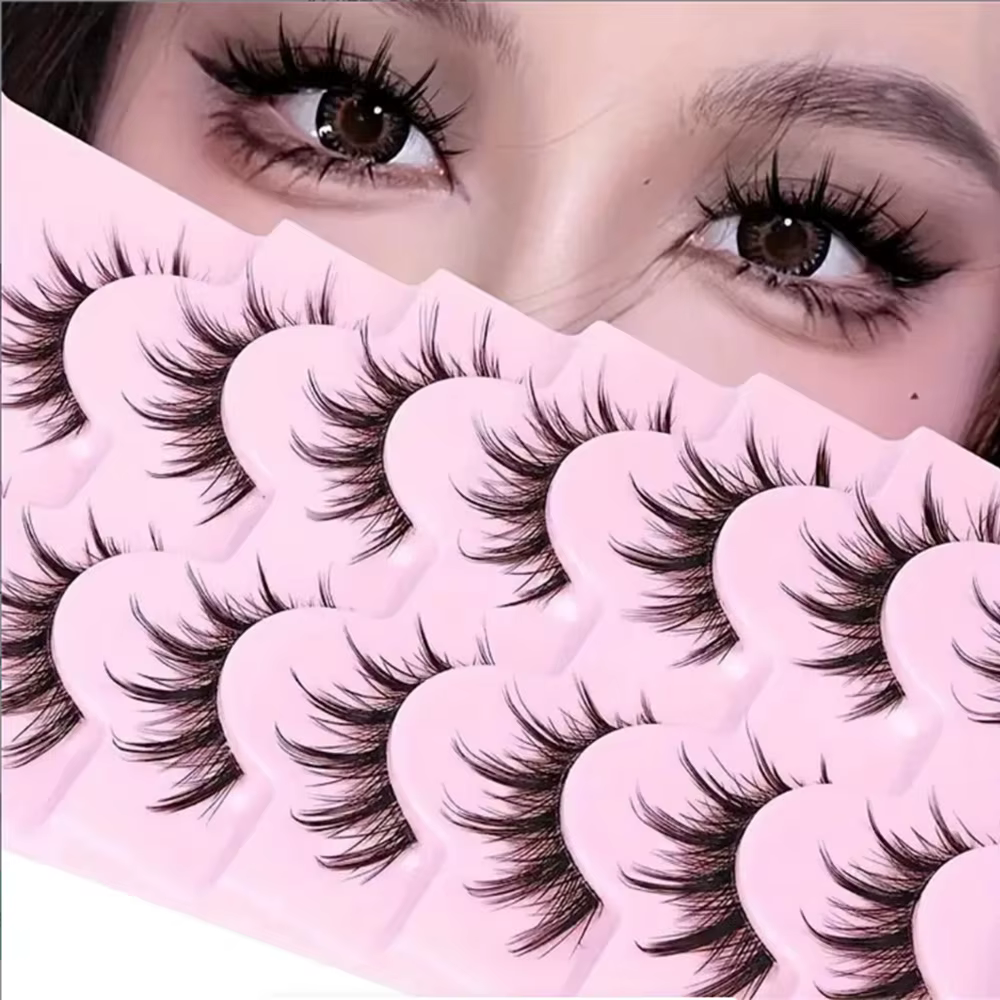 10 paires de faux cils effet yeux de chat - Extra longs et épais pour le maquillage et les extensions