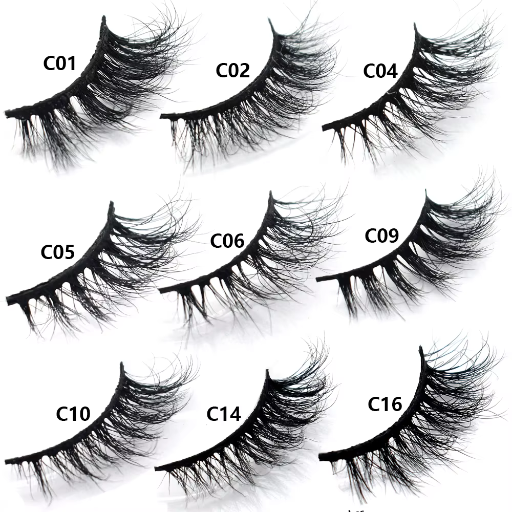 Demi-cils en vison, cils artificiels doux et moelleux