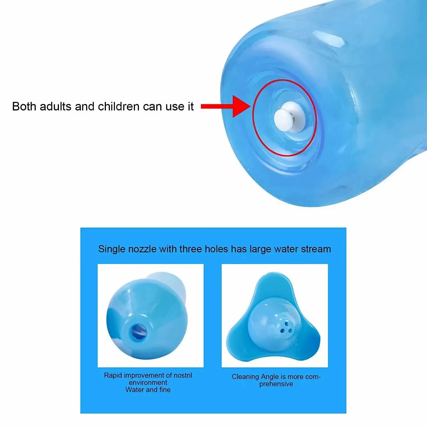 Bouteille de lavage Nasal 300ml, 1 pièce, pour adultes et enfants, cavité nasale et bouteille de lavage Nasal, manuel physiologique pour rhinite saline