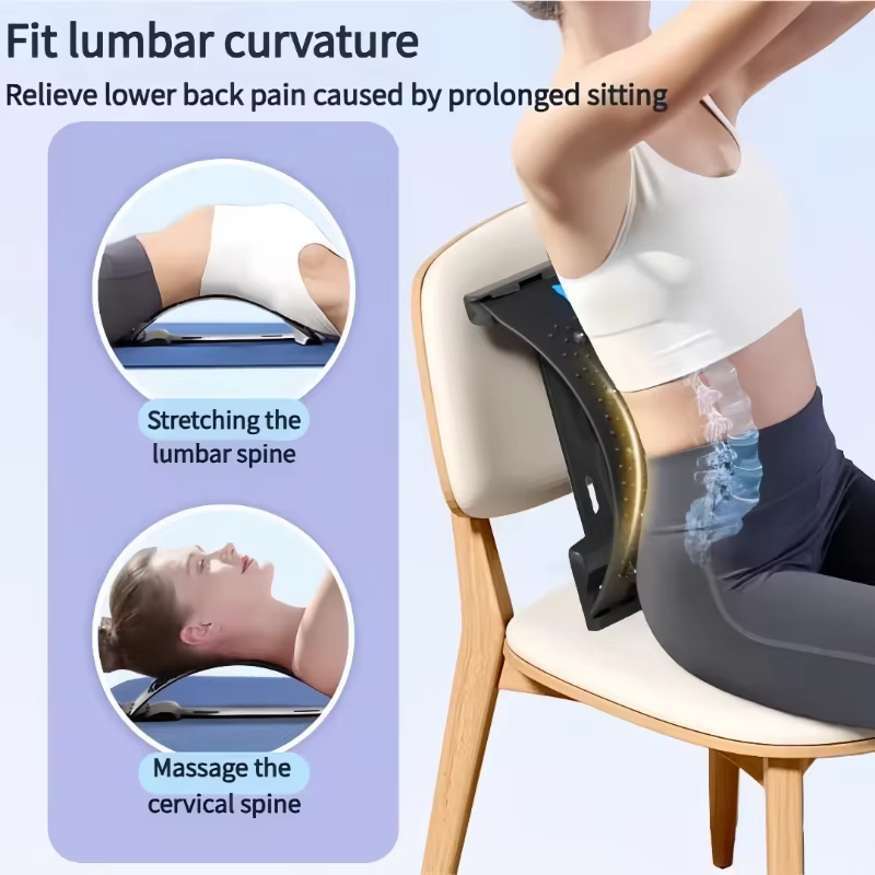 Appareil de soutien et d'étirement du dos, masseur dorsal pour lit, chaise, voiture, support lombaire multi-niveaux, soulagement des douleurs musculaires vertébrales