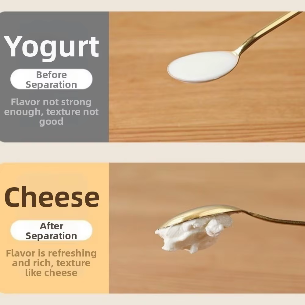 Passoire à yaourt grec réutilisable, épais, crémeux, nettoyage rapide, séparateur de lactosérum avec couvercle, filtre à yaourt au fromage fait maison, fabrication de yaourt
