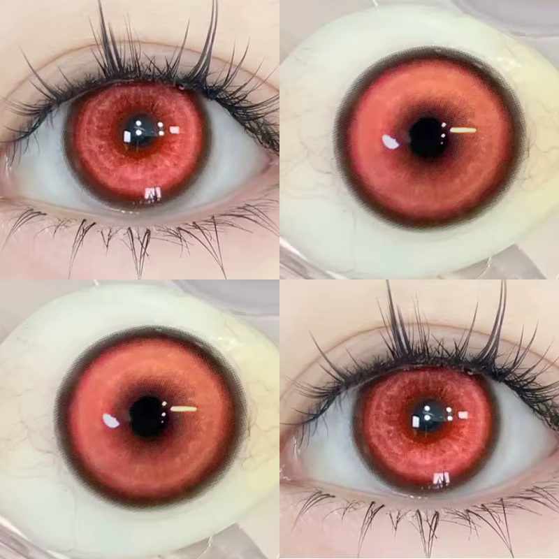 Lentilles de couleur naturelle pour les yeux, 2 pièces, lentilles de Contact de couleur annuelle pour les yeux, beauté rouge, mode, lentilles d'animation de grand diamètre, cosmétiques