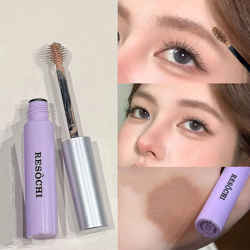 Mascara Sourcils Waterproof Longue Durée 4 Couleurs Violet-Brun