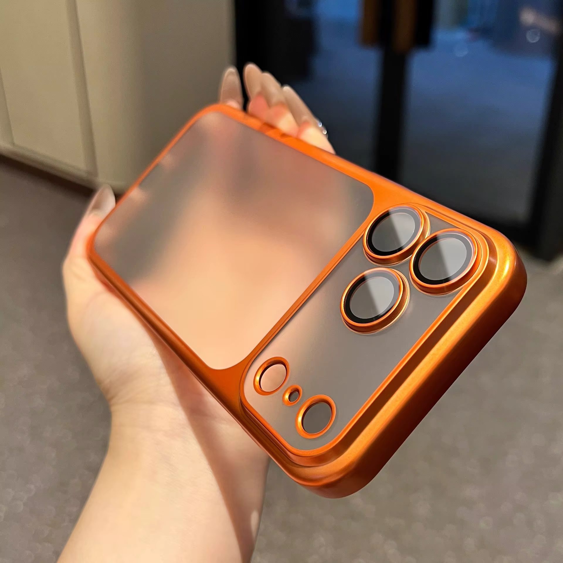 Coque de téléphone fine translucide givrée plaquée orange cosmique officielle pour iPhone 17 Pro Max Air Series, housse pare-chocs pour étui 17 Pro