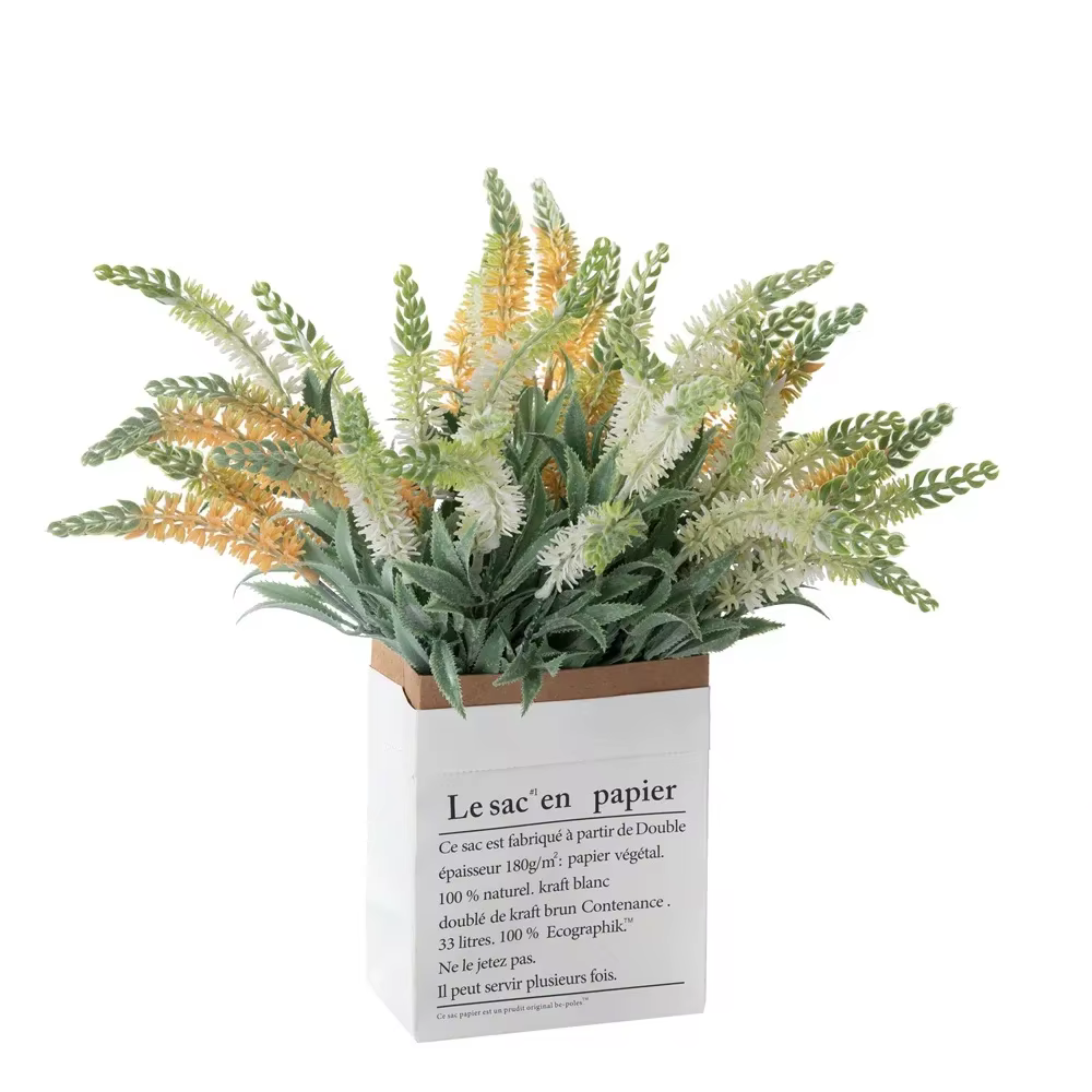 Fleurs de sauge artificielles, 5 fourchettes, fausses fleurs, décoration de plantes vertes de mariage, décoration artisanale