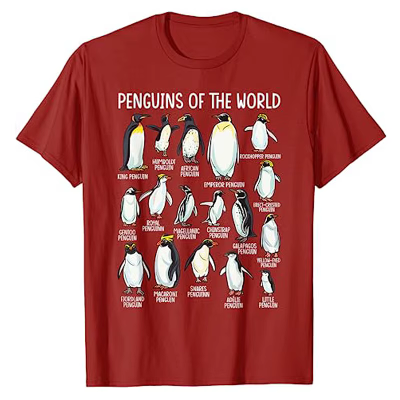 Pingouins du monde Zookeeper animaux de mer amoureux des pingouins T-Shirt Types de pingouins graphique T-Shirt hauts biologues marines vêtements