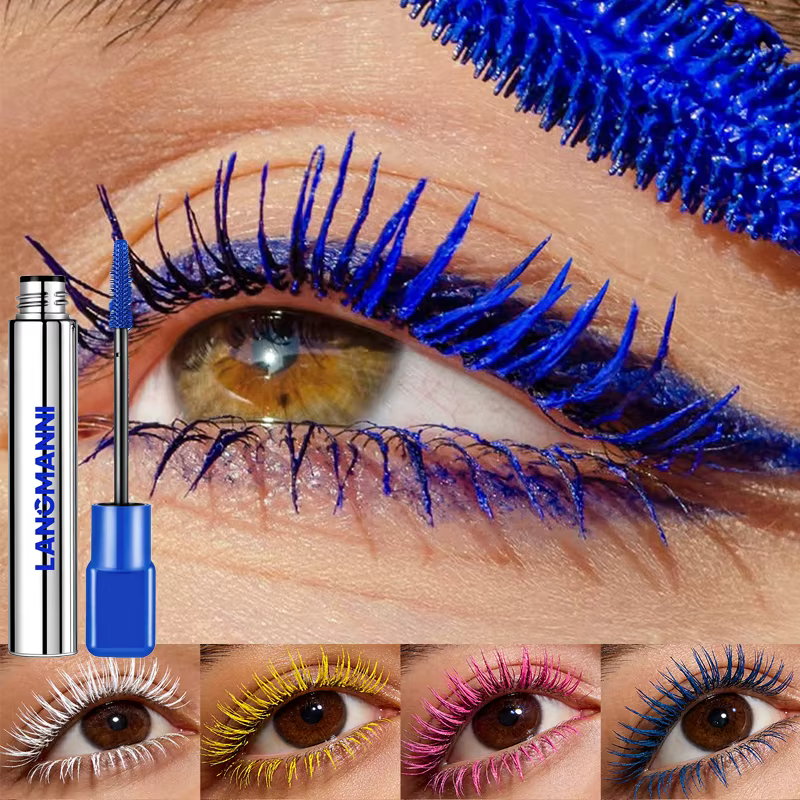 Mascara bleu mat en fibres de soie