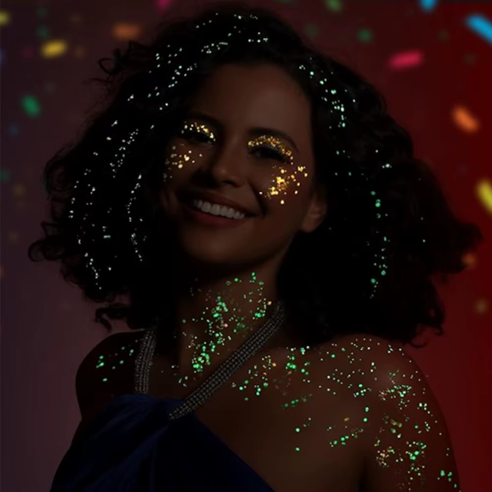 Bowitzki 12 couleurs brillent dans le noir paillettes Gel visage