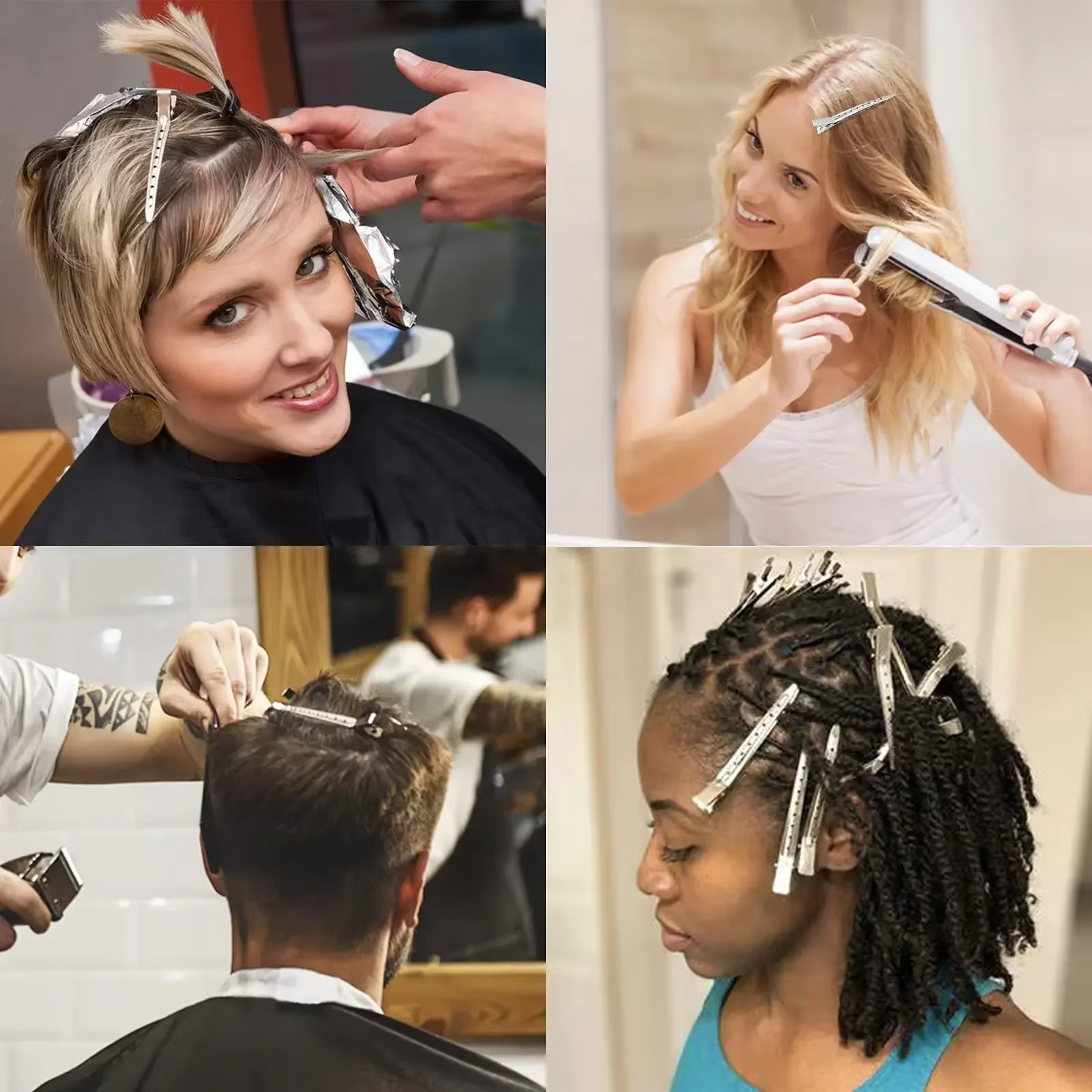 Pinces de soins capillaires pour femmes, pinces de séparation en métal et acier pour coiffure, barbier, coupe de cheveux, outils de coiffure, racine de cheveux, épingle à cheveux moelleuse