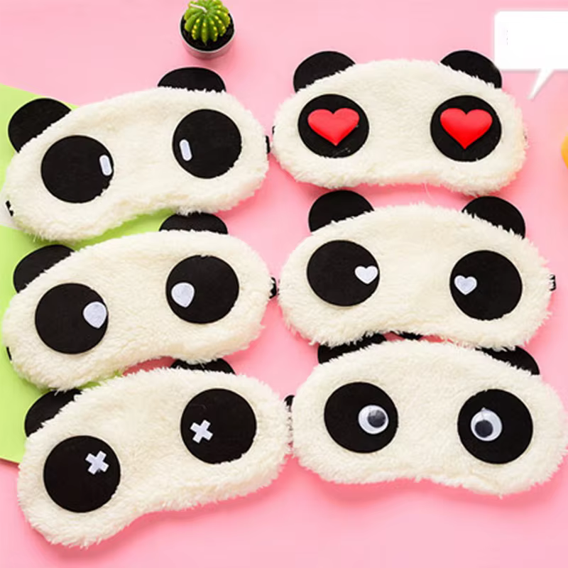 Mode mignon Design peluche Panda visage oeil voyage dormir doux masque pour les yeux bandeau ombre