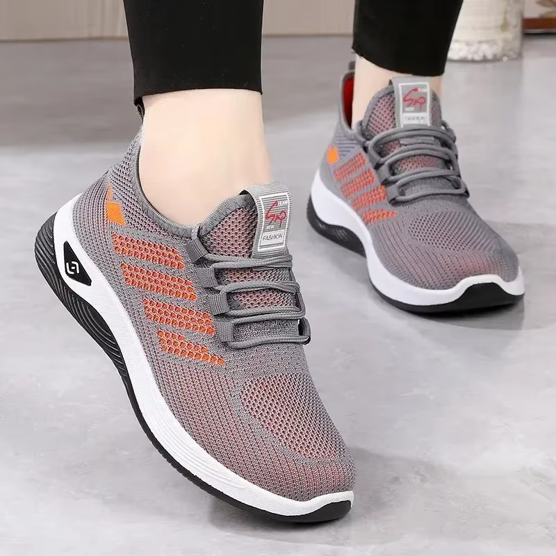 Chaussures de course basses en maille pour femmes, chaussures de mode pour étudiants, nouvelles chaussures de sport tricotées, chaussures décontractées à semelles souples, printemps et automne
