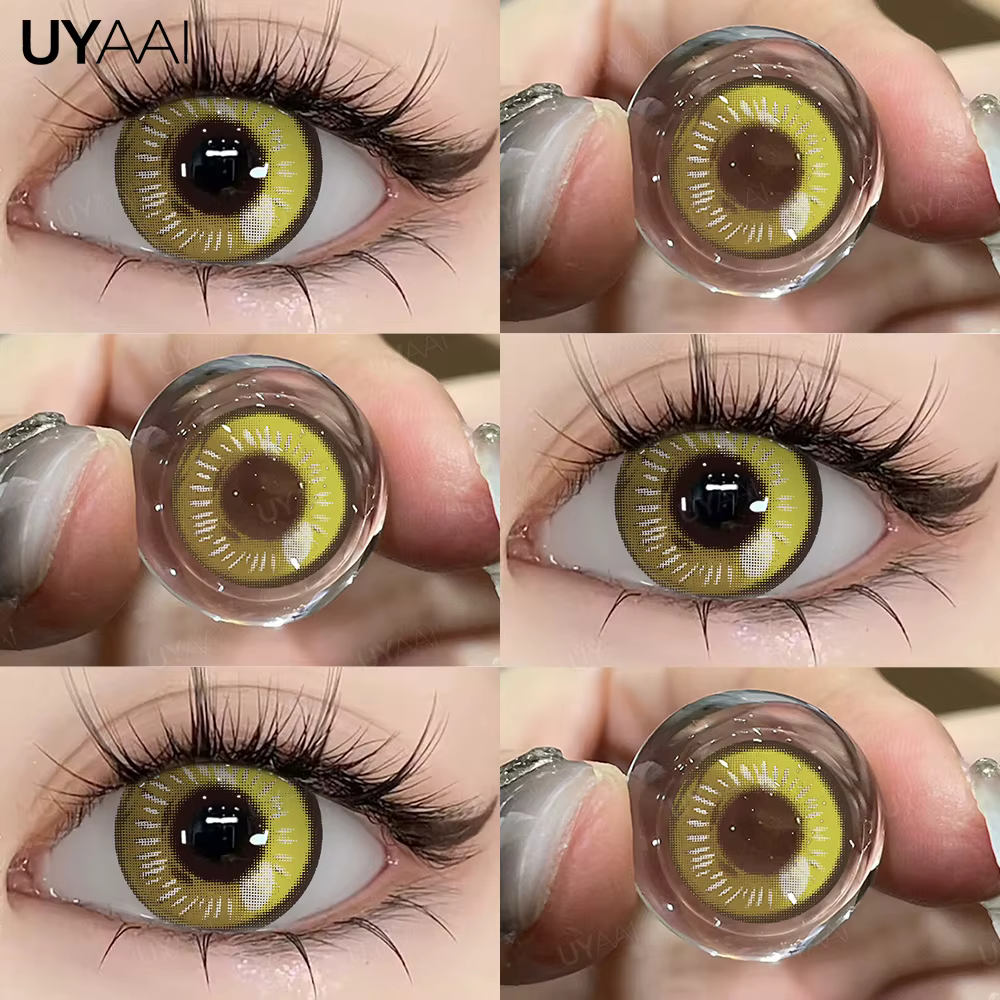 UYAAI 1 paire de lentilles de contact jaunes maquillage beauté annuel doux mode santé Anime Cosplay yeux