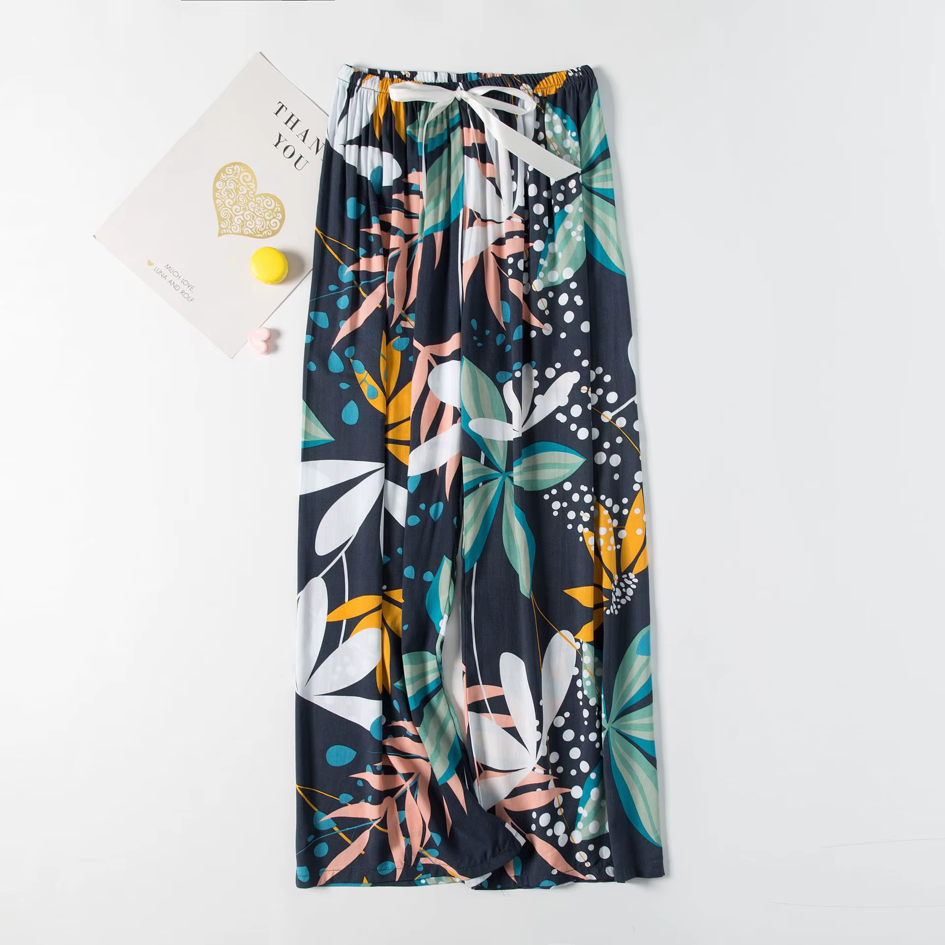 Pantalon de pyjama pour femmes, pantalon de maison, bas de sommeil fin, imprimé Floral, jambes larges, ample, grande taille, été